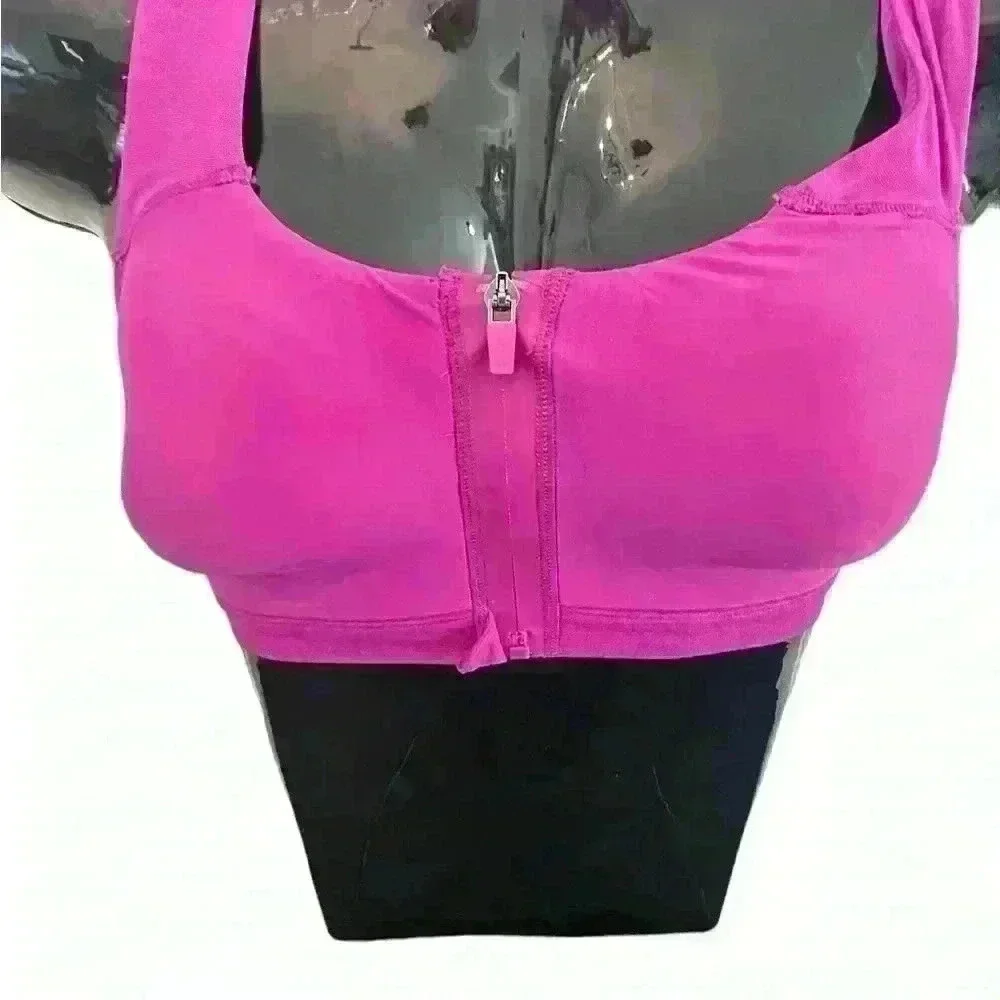 Womens Sports Bra by‎ Half Moon Size L Purple Front Closure Zipper Racerback